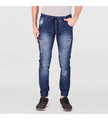 Slimfit Wornout shaded blue jeans for Mens with Elastic 